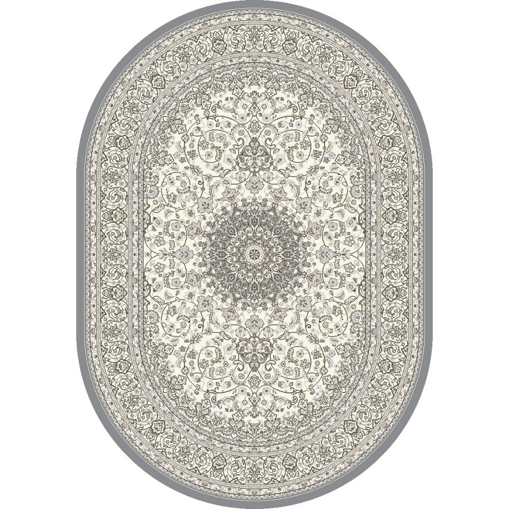 Dynamic Rugs 57119-6656 Ancient Garden 5.3 Ft. X 7.7 Ft. Oval Rug in Cream/Grey